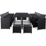  15-dijelni vrtni blagovaonski set od poliratana crni | Eponuda.com