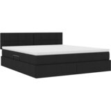 vidaXL Postelja z LED lučmi z vzglavjem Črna 160 x 200 cm blago, (5000106769) | Shoptok.si