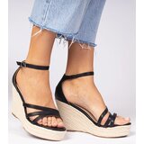 Gemre Black wedge espadrille sandals Malasia | Shoptok.si