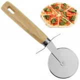 Nož za pizzu od nehrđajućeg čelika 19 cm, rotirajuća drvena drška