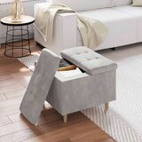  Otoman za pohranu Svijetlo siva 60 x 60 x 45 cm Baršun - Svjetlosiva 60 cm Baršun | shoptok.hr