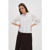 Marisse Cotton Shirt With Puffed Sleeves, White | ePonuda.com