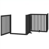 vidaXL Ograda za pse z vrati zložljiva 4 paneli črna 320 cm topolovina | Shoptok.si