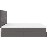 vidaXL Otomanski posteljni okvir z vzmetnicami siv 200x200cm um. usnje, (21611363) | Shoptok.si