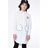 Karl Lagerfeld Otroška bombažna srajca bela barva