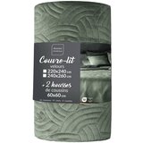 Douceur d intérieur Zelen žameten komplet pregrinjala in prevleke za vzglavnik 240x260 cm Solange – | Shoptok.si