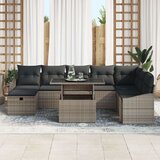vidaXL 9 komada Set za vrtni kauč s jastučićima Siva Poli Rattan | shoptok.hr