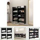 The Living Store Stenske omare za čevlje 4 kosi črne 60x18x60 cm iverna plošča - Stenska Omarica Za Čevlje, (21744487) Cene