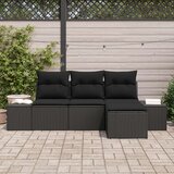 vidaXL 4-delni vrtni kavč set z blazinami Črna Poli ratan | Shoptok.si