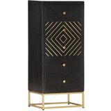 vidaXL Predalnik črn in zlat 45x30x105 cm trden mangov les | Shoptok.si