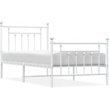 The Living Store Kovinski posteljni okvir z vzglavjem in vznožjem bel 90x190 cm - Posteljni Okvir, (21524296) | Shoptok.si