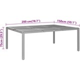  Vrtni stol 200x150x75 cm od bagremovog drva i poliratana sivi | Eponuda.ba