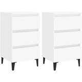  Nočna omarica s kovinskimi nogami 2 kosa bela 40x35x69 cm | Shoptok.si