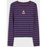 Sinsay Pamučna bluza s vezenim medom u prugama | shoptok.hr