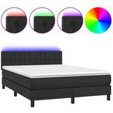  Box spring s madracem LED crni 140x200cm od umjetne kože | shoptok.hr