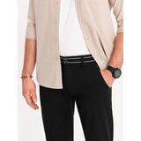 Ombre Men's chino pants with decorative waistband - black | Shoptok.si