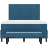  Krevet s podnicom s madracem i klupom tamno plave boje 140x190 cm baršun | shoptok.hr