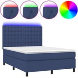  Krevet box spring s madracem LED plavi 140x200 cm od tkanine | shoptok.hr