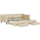  The Living Store Izvlečna dnevna postelja s predali krem 90x200 cm blago - Izvlečna Dnevna Postelja, (21496800) | Shoptok.si