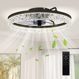 HOMCOM stropni ventilator z osvetlitvijo jeklo, plastika 50D x 50Š x 14V cm črno, (5000238757) | Shoptok.si