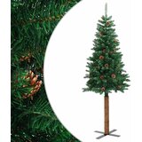  Tanko božićno drvce s pravim drvom i šiškama zeleno 180 cm PVC | shoptok.hr
