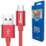 X Wave kabl za punjač usb a 3.0 (muški) na usb c 3.1 (muški) 2m crveni upleteni | ePonuda.com