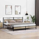Metalni Kovinski posteljni okvir brez vzmetnice sonoma hrast 193x203 cm, (21829664) | Shoptok.si