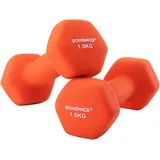 Komplet 2 uteži, 2 x 1,5 ročne uteži iz neoprena z mat površino, domača vadba, fitnes vaje, oranžna SYL63OG, (21533724)