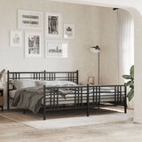 Maison Chic Kovinski Posteljni okvir - Dvoposteljna postelja - Zakonska postelja z vzglavjem in vznožjem črn 193x203 cm, (21695949) | Shoptok.si