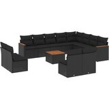  13-dijelni set vrtnih sofa s jastucima poliratan crni | shoptok.hr