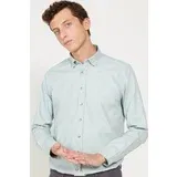 AC&Co / Altınyıldız Classics Men's Light Green Slim Fit Slim Fit Buttoned Collar Flannel Lumberjack Winter Shirt