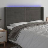 vidaXL LED posteljno vzglavje temno sivo 183x16x118/128 cm žamet | Shoptok.si