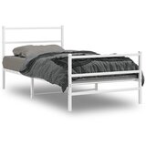 Maison Chic Kovinski Posteljni okvir - Enojna postelja - Postelja za odrasle z vzglavjem in vznožjem bel 100x190 cm, (21697271) | Shoptok.si