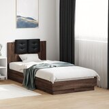 Maison Chic Posteljni okvir - Enojna postelja - Postelja za odrasle z vzglavjem rjavi hrast 75x190 cm inž. les-J16280, (21768862) | Shoptok.si