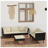  6-dijelna vrtna garnitura od poliratana s jastucima crna | shoptok.hr