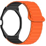 INF Silikonski pašček, združljiv z AP x Swatch, magnetni I-nosilec 14-21cm Black Orange, (5000369120) | Shoptok.si