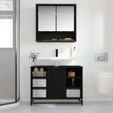  Kopalniška ogledalna omara s polico Črni hrast 65 x 20 x 60 cm, (5000064468) | Shoptok.si