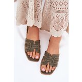 Boto Embellished Flat Sandals Green Anniles | shoptok.hr