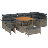  9-dijelni vrtni sofa set s jastučićima siva poli ratan akacija 2-sjedalni vrtni sofa s pohranom i jastučićima siva poli ratan | shoptok.hr
