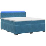 Krevet s box springom madracem i LED-om Plava 200 x 200 cm - Plava 200 x 200 cm Dizajn s rombovima | shoptok.hr