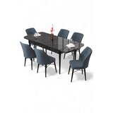Hanah home Rasklopivi trpezarijski sto i stolice (7 delova) Uzi Black Marble Anthracite | Eponuda.com