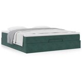 vidaXL Otomanski posteljni okvir z vzmetnico temno zelena 180x200cm Cene