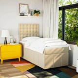 vidaXL Box spring postelja z vzmetnico krem 90x200 cm blago | Shoptok.si