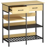 Nesta Komoda s 2 predaloma in 3 odprtimi policami, naravni les, 90x40x91 cm, za kuhinjo in dnevno sobo, (5000494037) | Shoptok.si