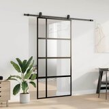  Klizna vrata s priborom crna 102,5 x 205 cm kaljeno staklo | shoptok.hr