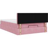  Otomanska postelja z vzmetnico & LEDs roza 140x200cm žamet | Shoptok.si