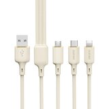 Dudao 3v1 cable ojačan kabel sr usb-a - usb-c / lightning / microusb 66W 1.2m bež, (21510625) | Shoptok.si