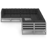  Sedežna garnitura 8-delna z blazinami siva borovina | Shoptok.si