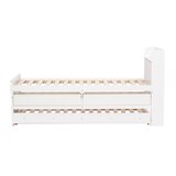 Lumor Vlečna postelja iz masivnega lesa - 90x190 cm - Z 2 predaloma in USB polnilnikom na polici - Bela, (22155666) | Shoptok.si