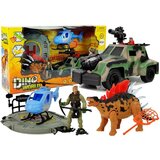 Lean_Toys Komplet figuric iz sveta dinozavrov, vozilo, helikopter, zvok pristajalne ploščadi | Shoptok.si
